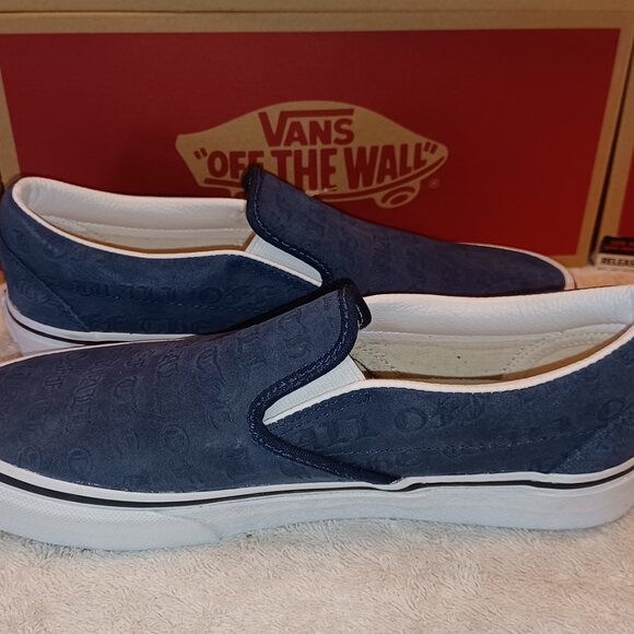Vans Men's 6.5/Women's 8 Slip On Debossed "Off The Wall" Blue RARE - Picture 10 of 12